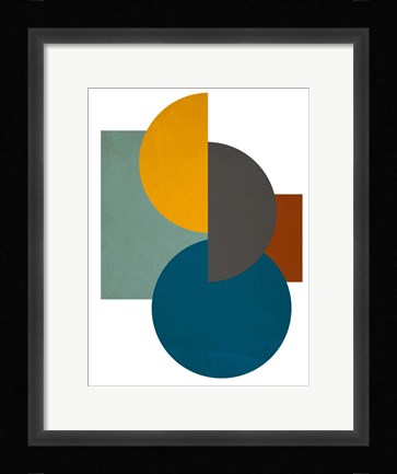 Framed Simple Shapes on White I Print