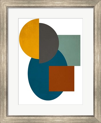 Framed Simple Shapes on White II Print