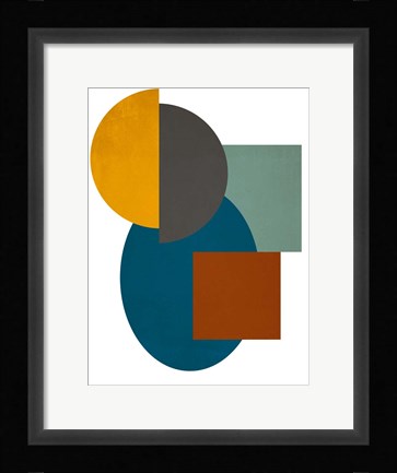 Framed Simple Shapes on White II Print