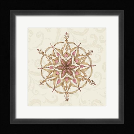Framed Elegant Season Snowflake II Pink Print
