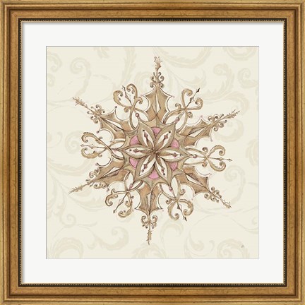 Framed Elegant Season Snowflake I Pink Print