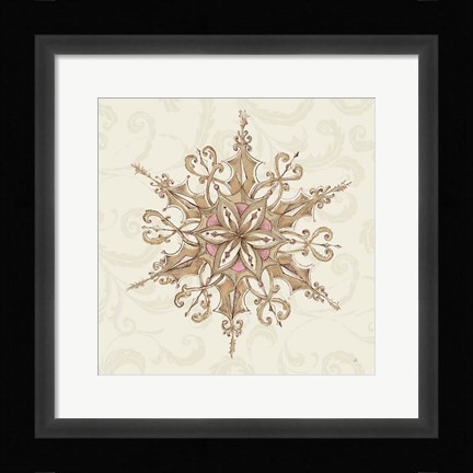 Framed Elegant Season Snowflake I Pink Print