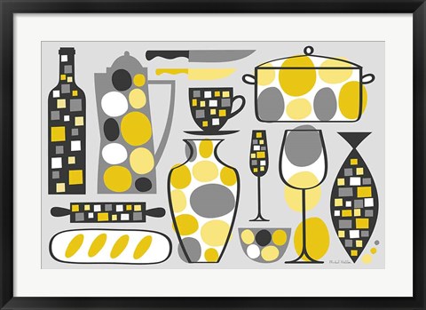 Framed Modern Kitchen V Yellow Print