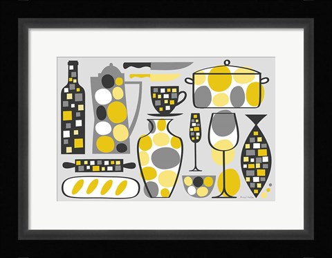 Framed Modern Kitchen V Yellow Print