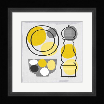 Framed Modern Kitchen Square II Yellow Print