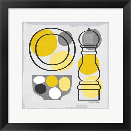 Framed Modern Kitchen Square II Yellow Print