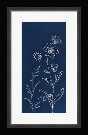 Framed Blue Butterfly Garden II Print