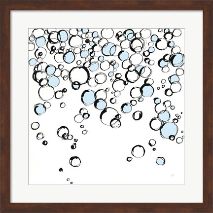 Framed Blue Bubbles III Print