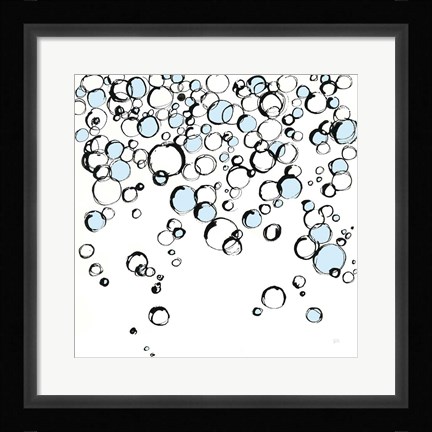 Framed Blue Bubbles III Print