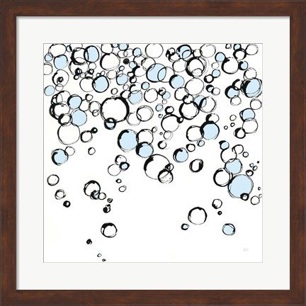 Framed Blue Bubbles III Print