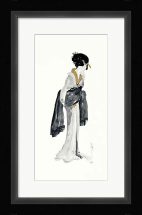 Framed Geisha II Black and Gold Print