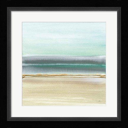 Framed Linear Emerald I Print