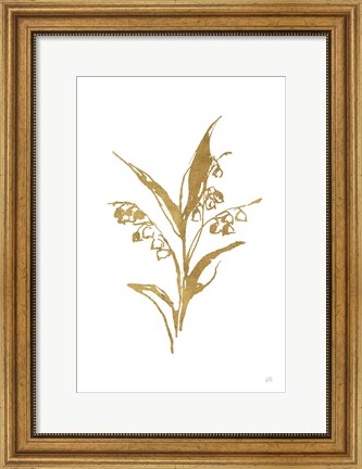 Framed Gold Line Lily of the Valley I Print