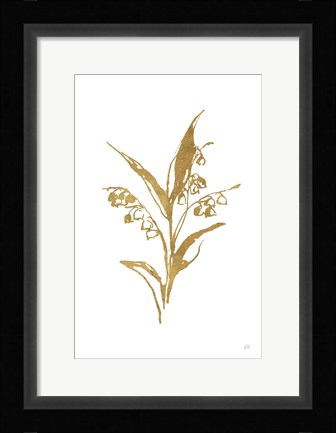 Framed Gold Line Lily of the Valley I Print