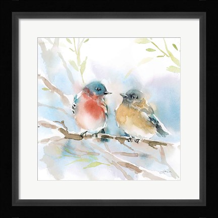 Framed Bluebird Pair in Spring Print