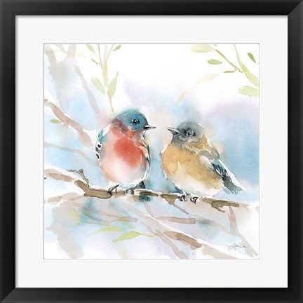 Framed Bluebird Pair in Spring Print