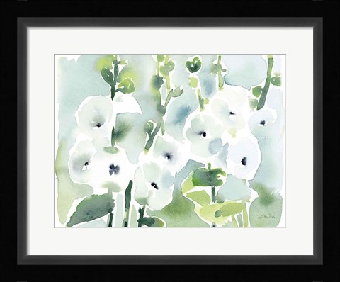 Framed White Hollyhocks Print