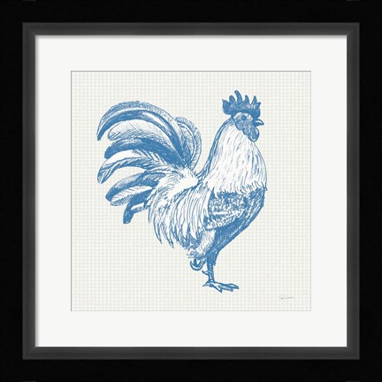 Framed Cottage Rooster I Print