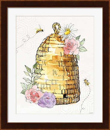 Framed Honeybee Blossoms VI Print