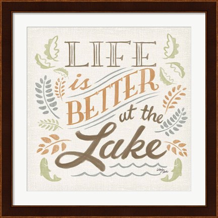 Framed Lake Life I Green Print