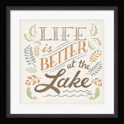 Framed Lake Life I Green Print