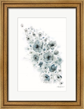 Framed Blue Floral Splash I Print