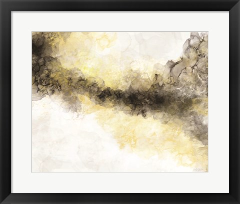 Framed Waves of Gray and Yellow Print