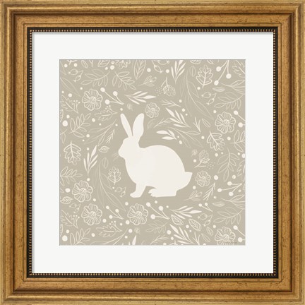 Framed Floral Rabbit Print