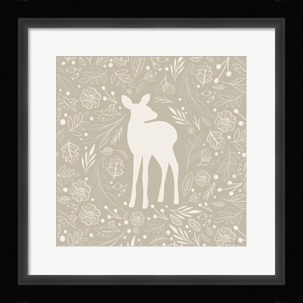 Framed Floral Deer Print