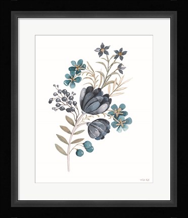 Framed Blue Botanical Mums Print