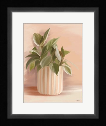 Framed Striped Bohemian Plant I Print