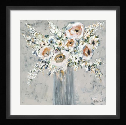 Framed Blooms in Blue Vase Print