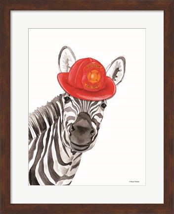Framed Firefighter Zebra Print