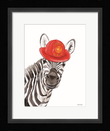 Framed Firefighter Zebra Print