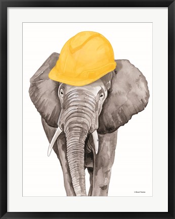 Framed Construction Elephant Print