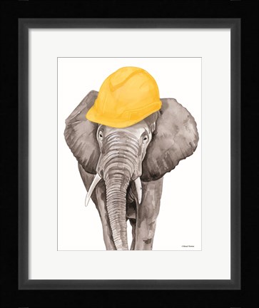 Framed Construction Elephant Print