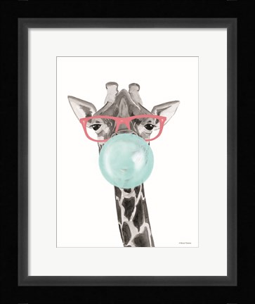 Framed Bubble Gum Giraffe Print