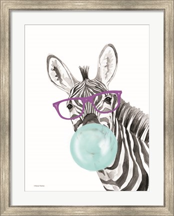 Framed Bubble Gum Zebra Print