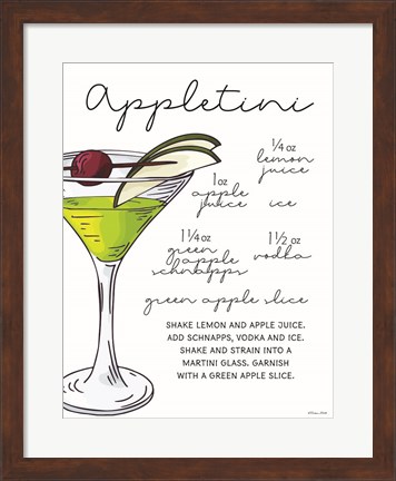 Framed Appletini Recipe Print