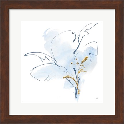 Framed Blue and Gold Floral IV Print
