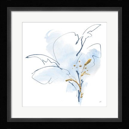 Framed Blue and Gold Floral IV Print
