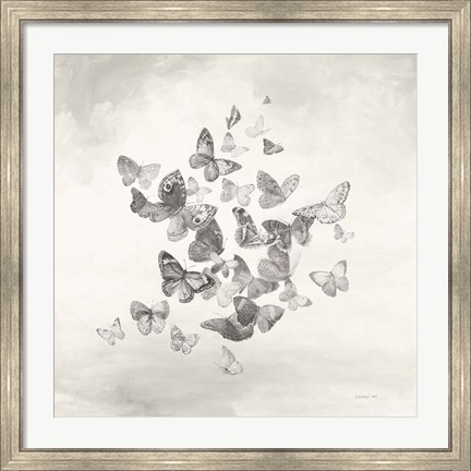 Framed Beautiful Butterflies BW Print
