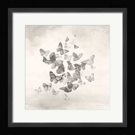 Framed Beautiful Butterflies BW Print