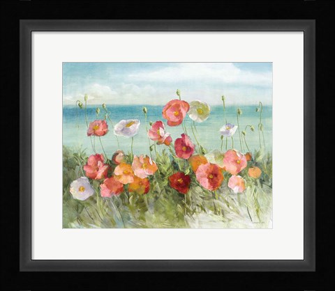 Framed Coastal Poppies Light. Print