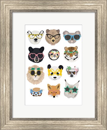 Framed Big Cats In Fancy Glasses Print