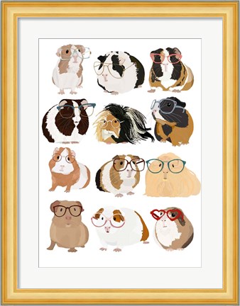 Framed Guinea Pigs In Glasses Print