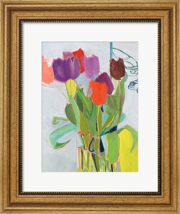 Framed Tulips and Two Cars Print
