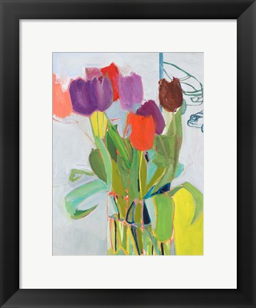 Framed Tulips and Two Cars Print