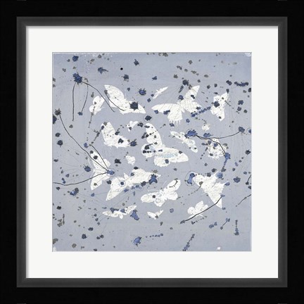 Framed 19th Century Butterfly Constellations in Blue II Print