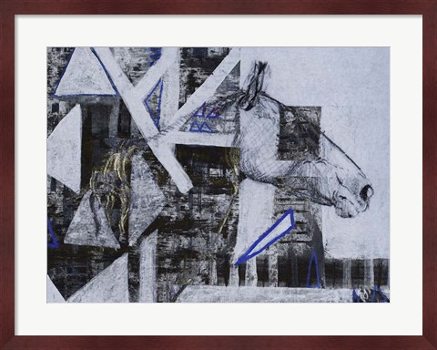 Framed Blue Horse I Print